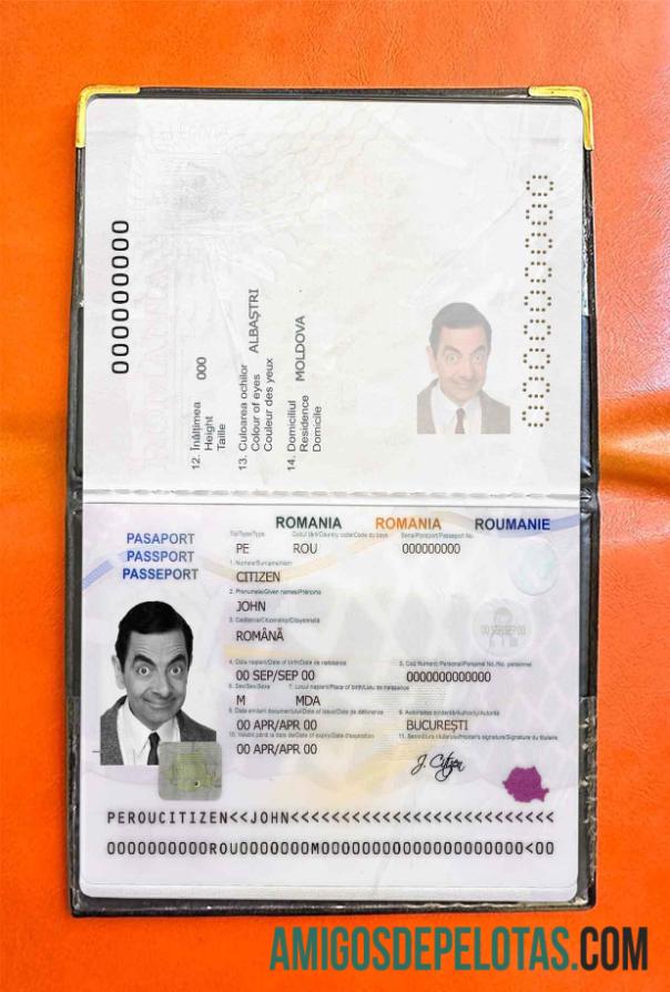 Foto do passaporte da Romênia amostra